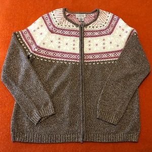 Vintage Northern Reflection cabin winter themed embellished cardigan GUC